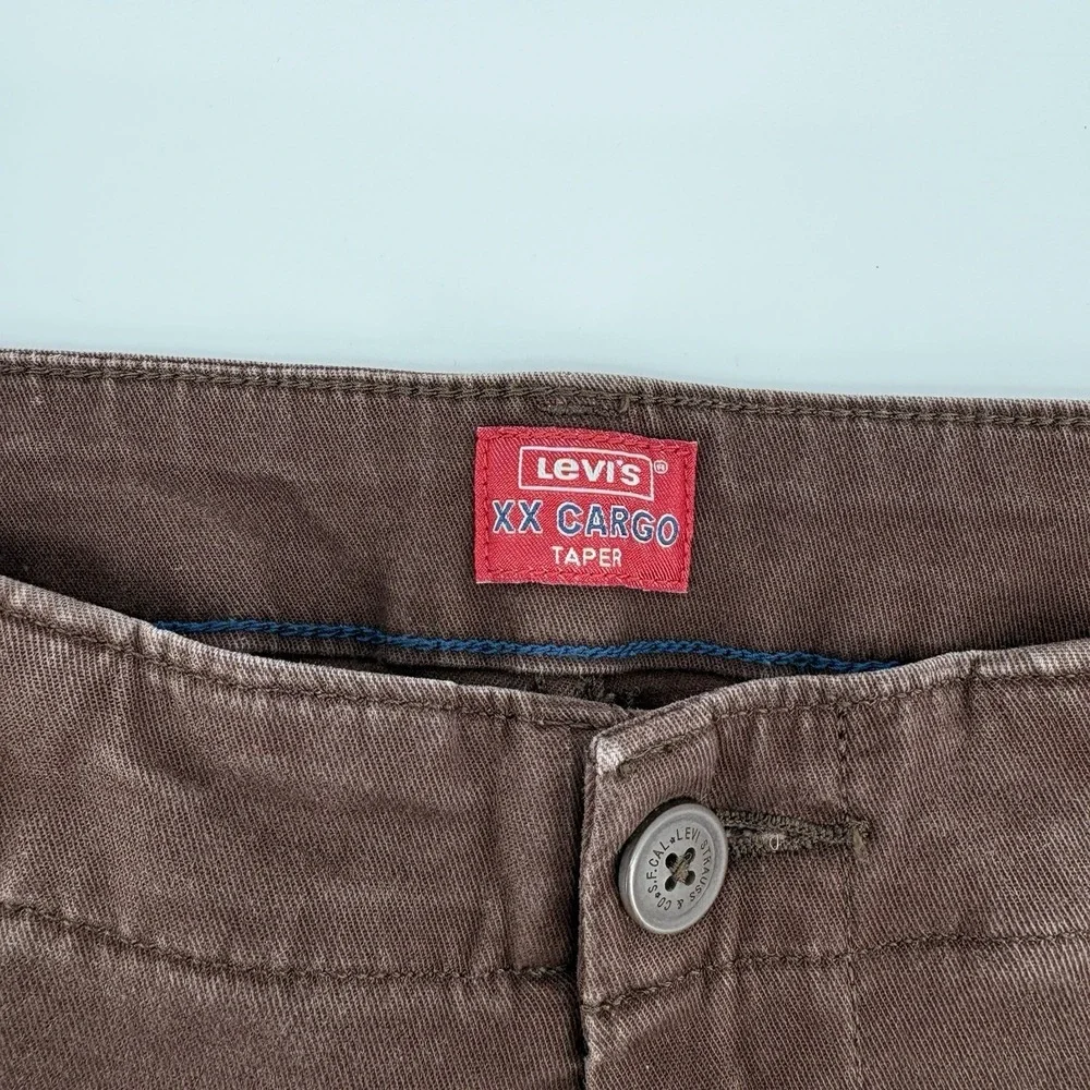Levis XX‎ Chino Mens Size 32x32 Taper Cargo Stretch Brown Cotton Blend